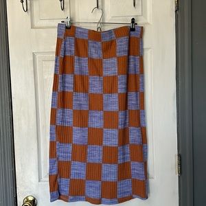 ASCOT + HART CHECKERED GRAPHIC MAXI SKIRT
